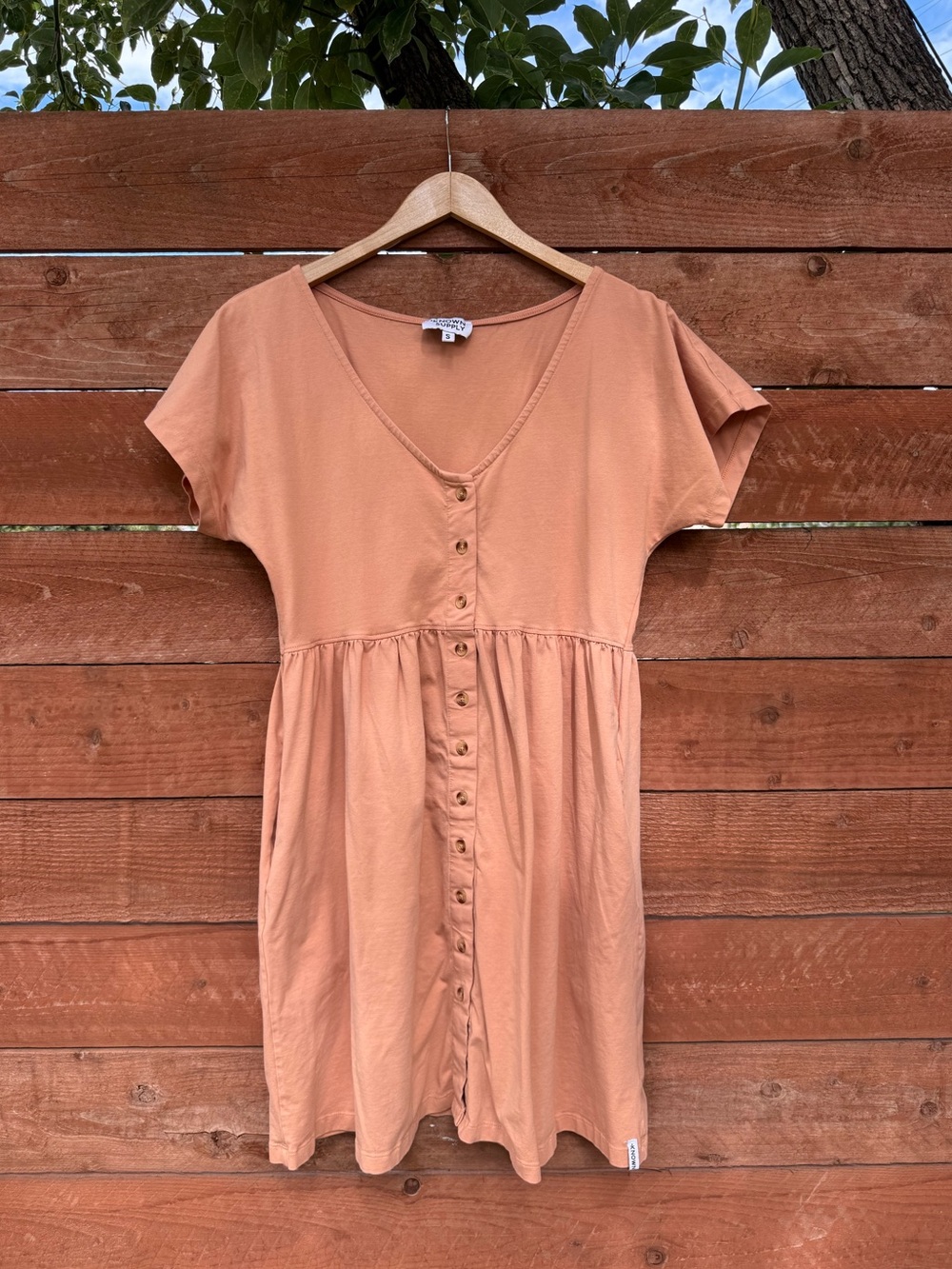 Organic Cotton Button-Front Dress in Terracotta